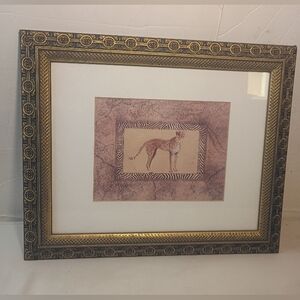 Vintage 80s-90s Lithograph Art Print African Cheetah Theme Decorative Gold Frame